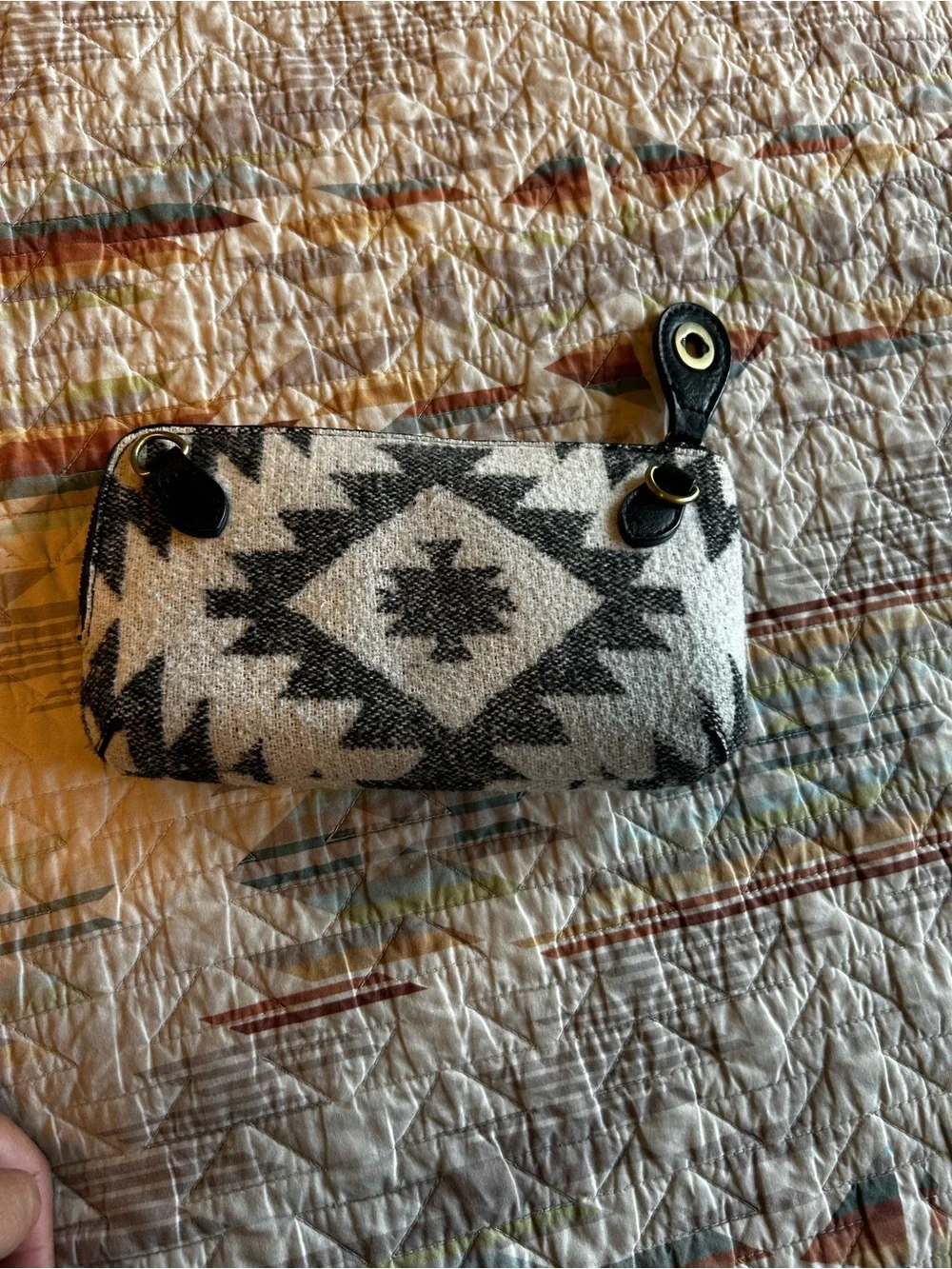 Black & White Aztec Zip Wristlet Wallet
